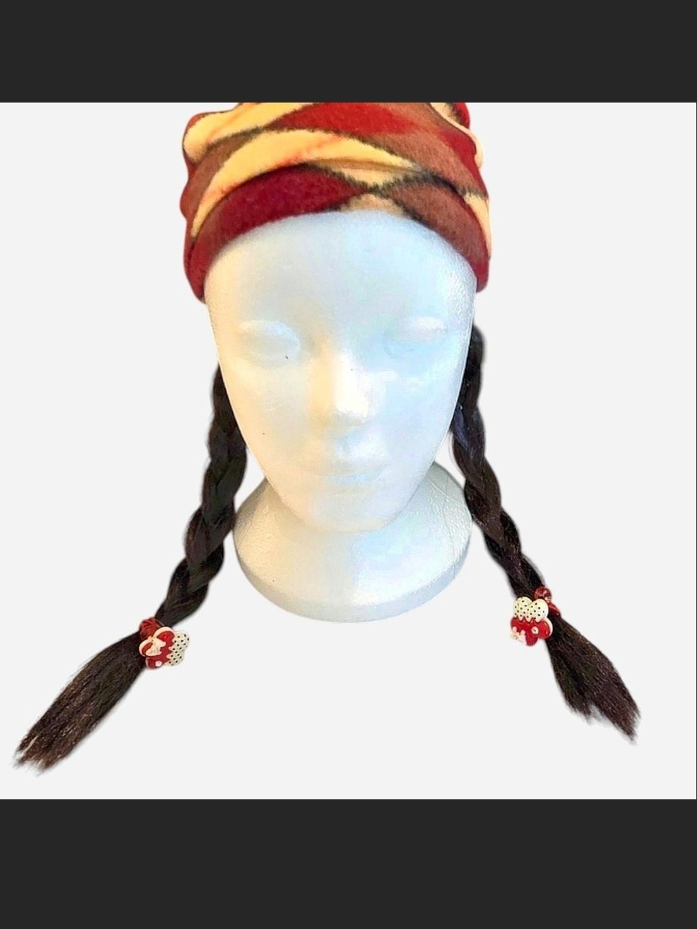 Fleece Earwarmer Or Hat With Braided Hair Costume